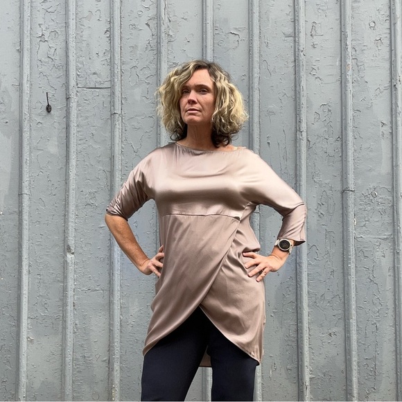 Fabiana Filippi Champagne Silk Dress, Size Large - Picture 6 of 15